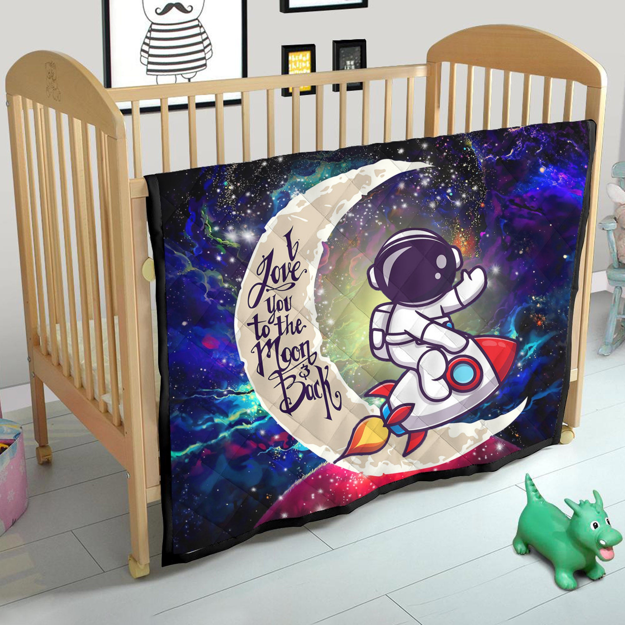 Astronaut Chibi Love You To The Moon Galaxy Quilt Blanket Nearkii
