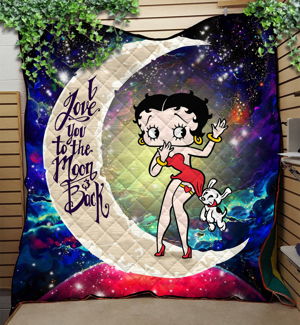 Betty Boop Love You To The Moon Galaxy Quilt Blanket Nearkii