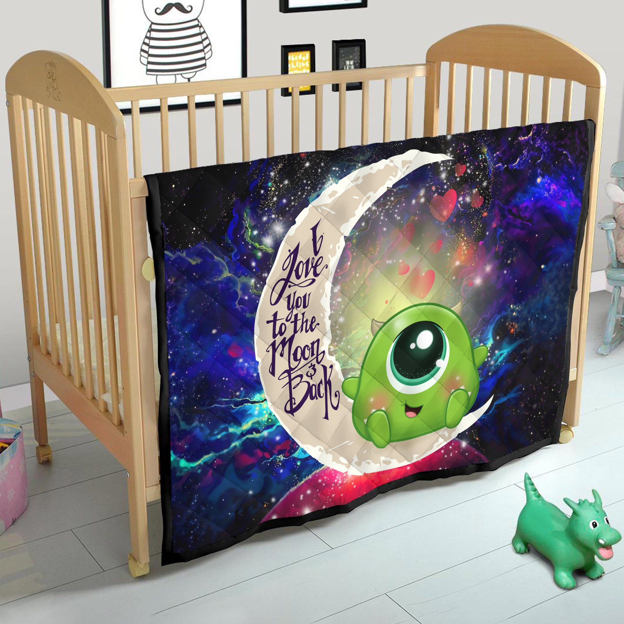 Cute Mike Monster Inc Love You To The Moon Galaxy Quilt Blanket Nearkii