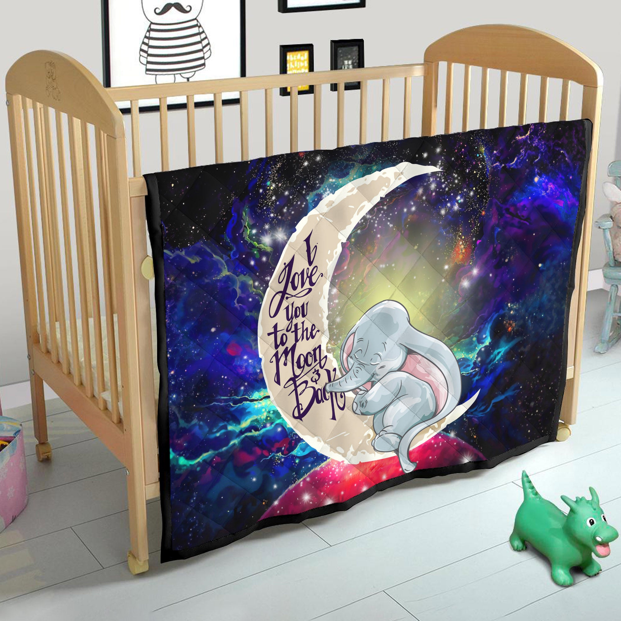 Dumbo Elephant Love You To The Moon Galaxy Quilt Blanket Nearkii