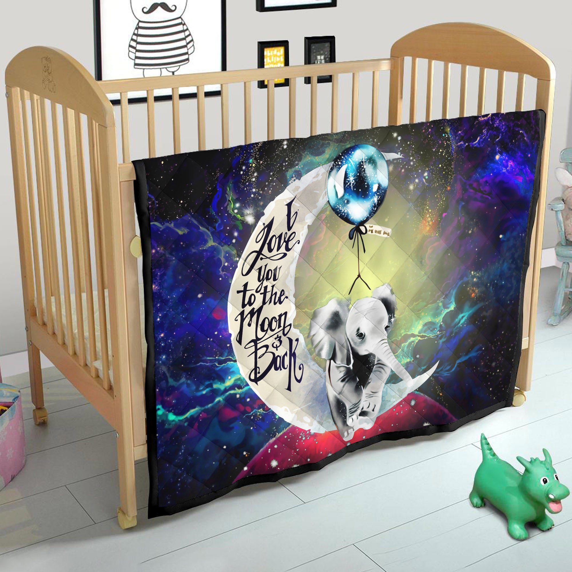 Elephant Love You To The Moon Galaxy Quilt Blanket Nearkii