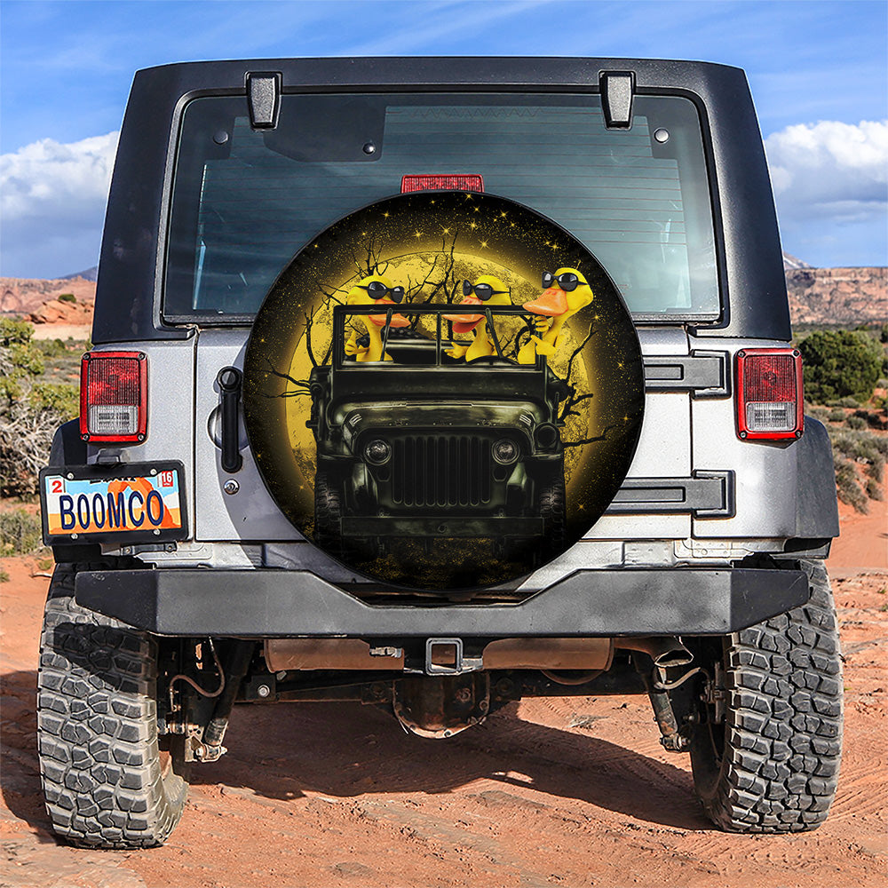 Funny Ducks Ride Jeep Moonlight Halloween Car Spare Tire Covers Gift