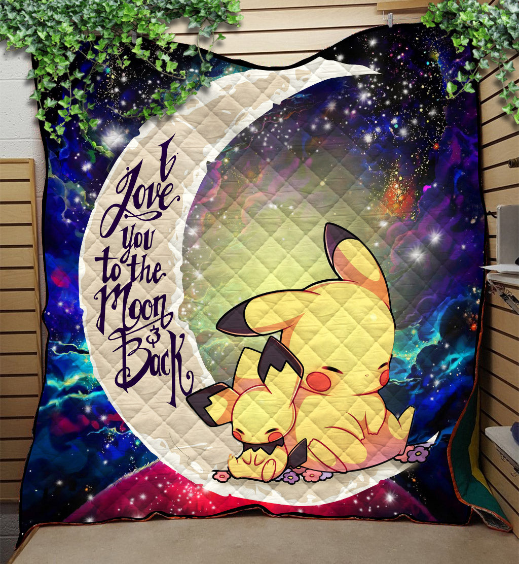 Pikachu Pokemon Sleep Love You To The Moon Galaxy Quilt Blanket Nearkii