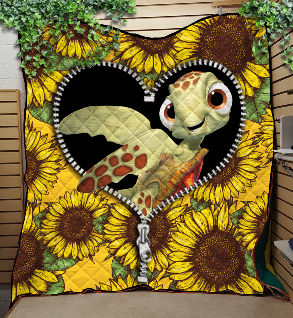 Turtle Sunflower Zipper Quilt Blanket Nearkii