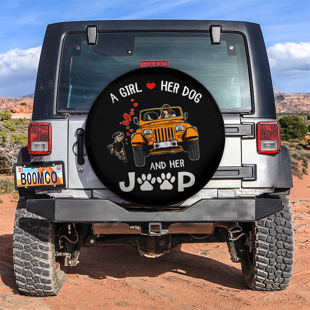 A Girl Love Her Dog And Her Jeep Orange Car Spare Tire Covers Gift For Campers Nearkii