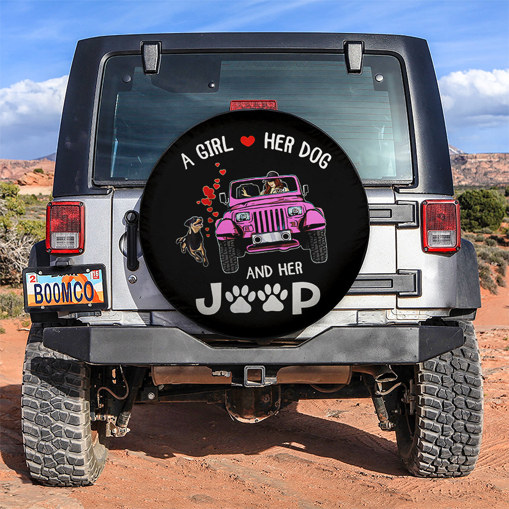 A Girl Love Her Dog And Her Jeep Pink Car Spare Tire Covers Gift For Campers Nearkii