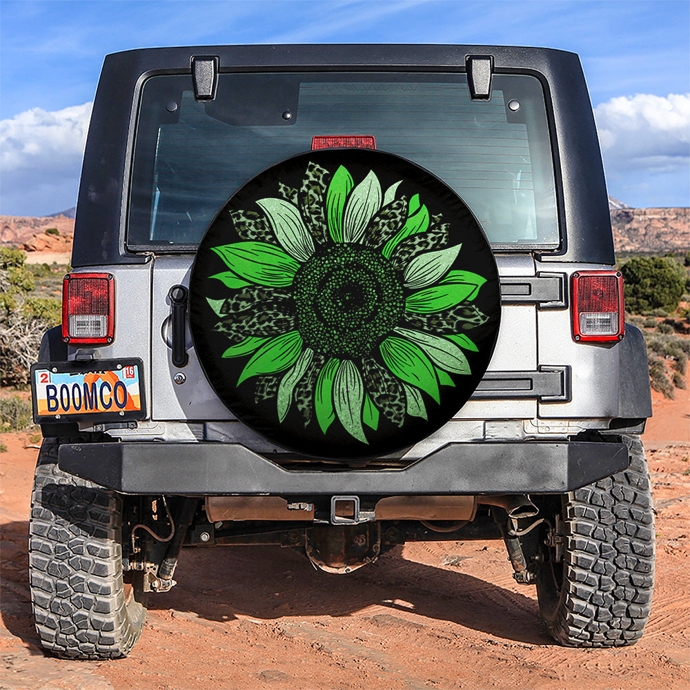 Green Cheetah Sunflower Jeep Car Spare Tire Covers Gift For Campers Nearkii