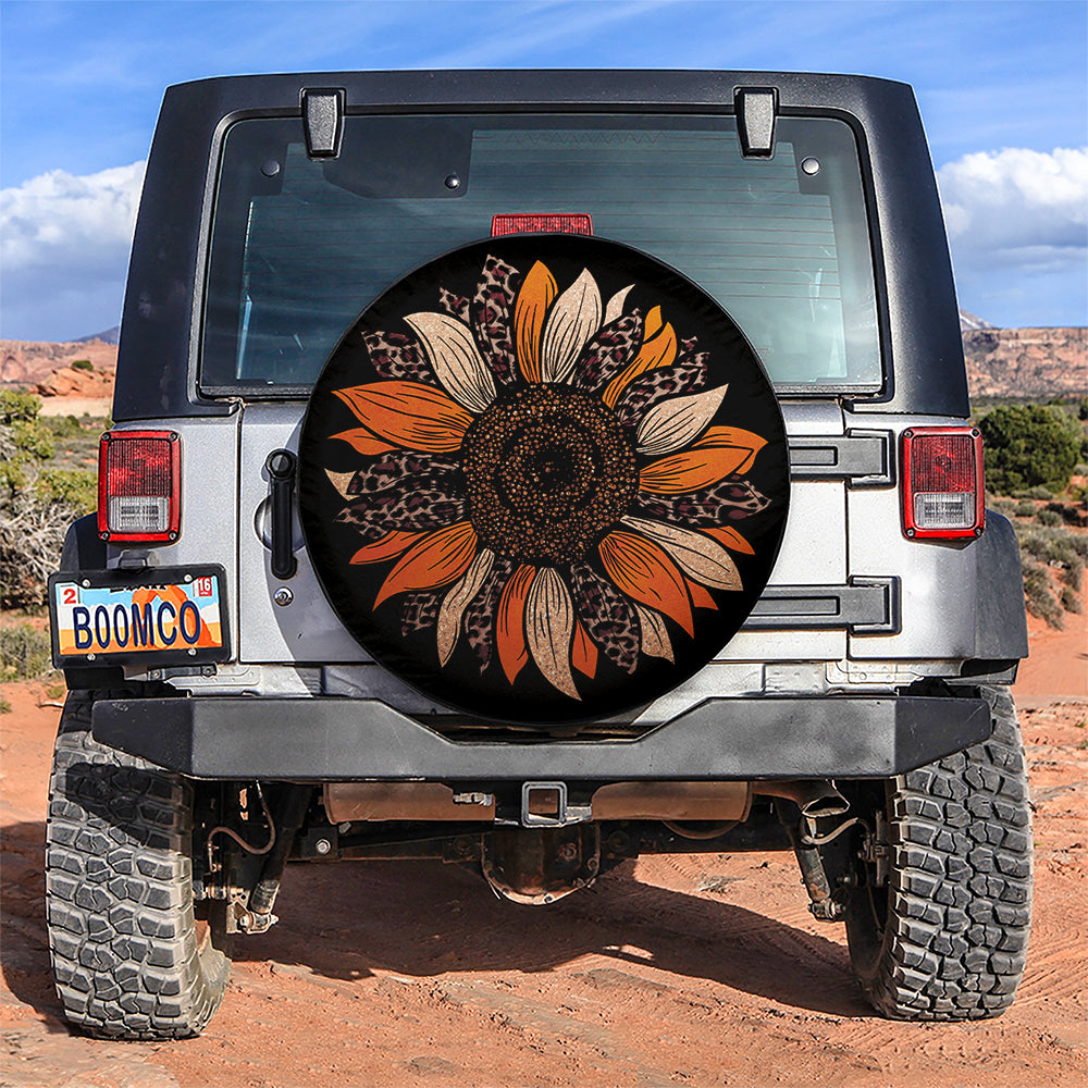 Orange Cheetah Sunflower Jeep Car Spare Tire Covers Gift For Campers Nearkii