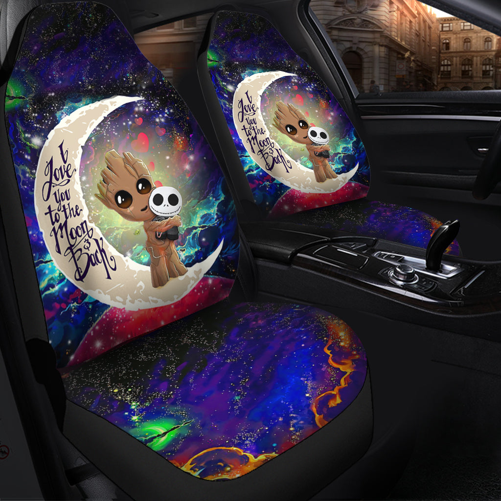 Groot Hold Jack Skelington Love You To The Moon Galaxy Premium Custom Car Seat Covers Decor Protectors Nearkii