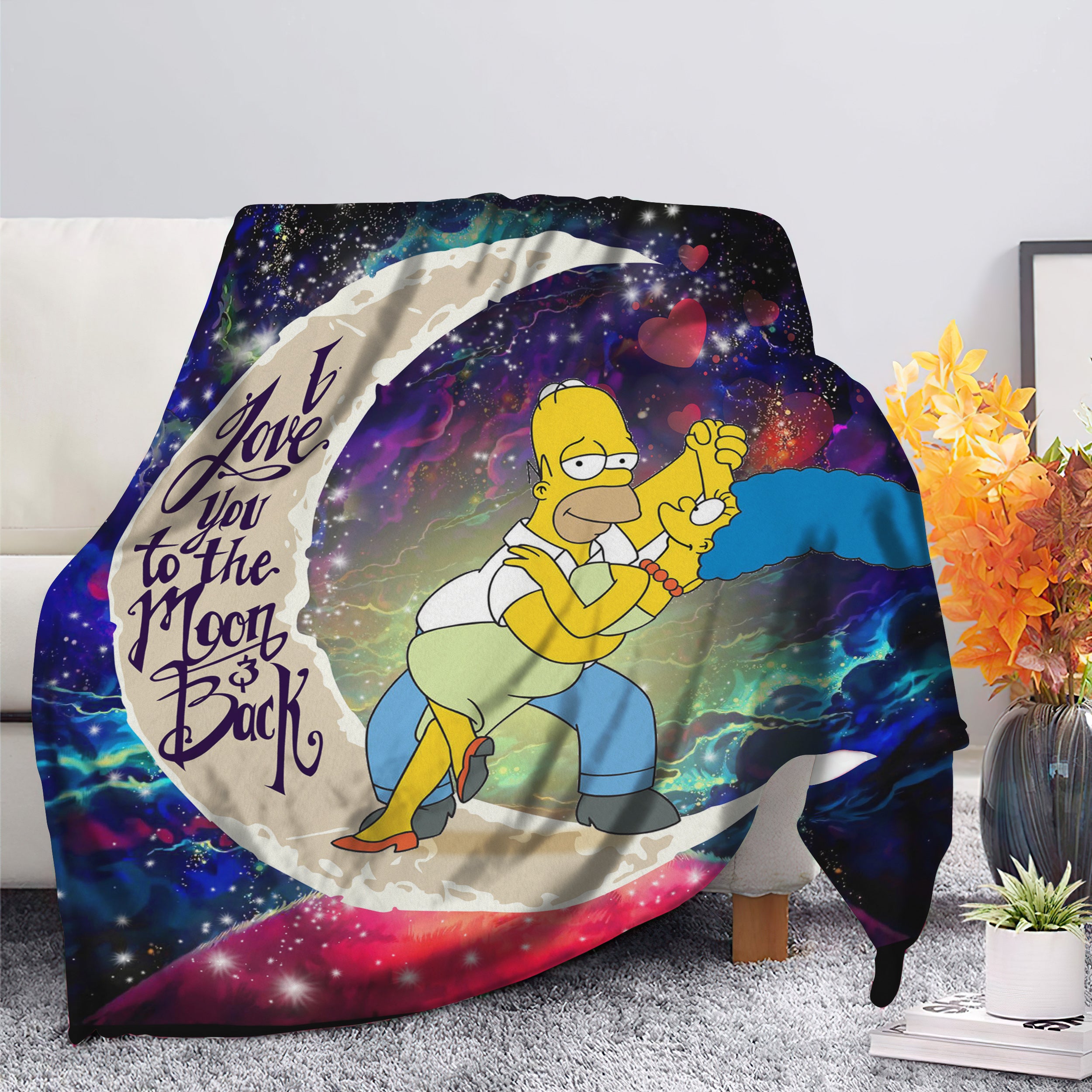 Simpsons Family Love You To The Moon Galaxy Blanket Nearkii