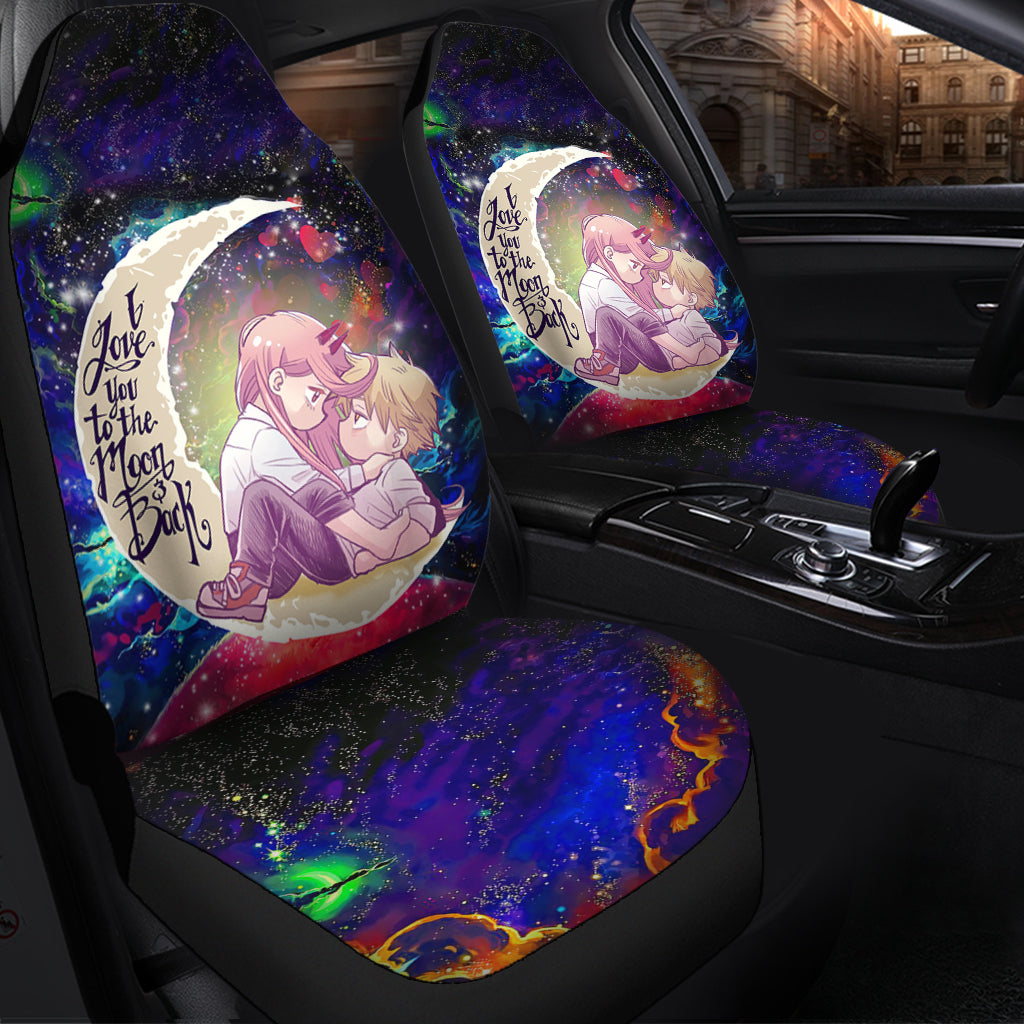 Chainsaw Man Denji X Power Love You To The Moon Galaxy Premium Custom Car Seat Covers Decor Protectors Nearkii