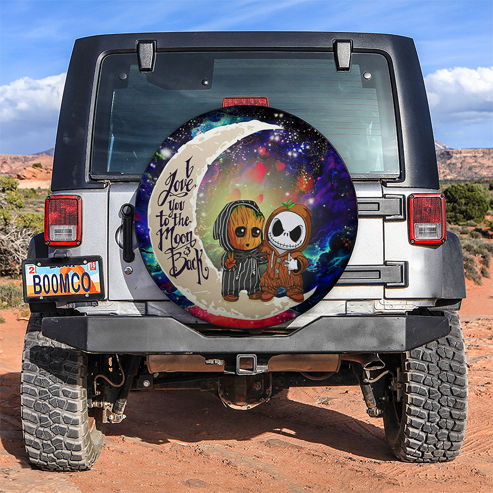 Cute Baby Groot And Jack Nightmare Before Christmas Love You To The Moon Galaxy Car Spare Tire Covers Gift For Campers Nearkii