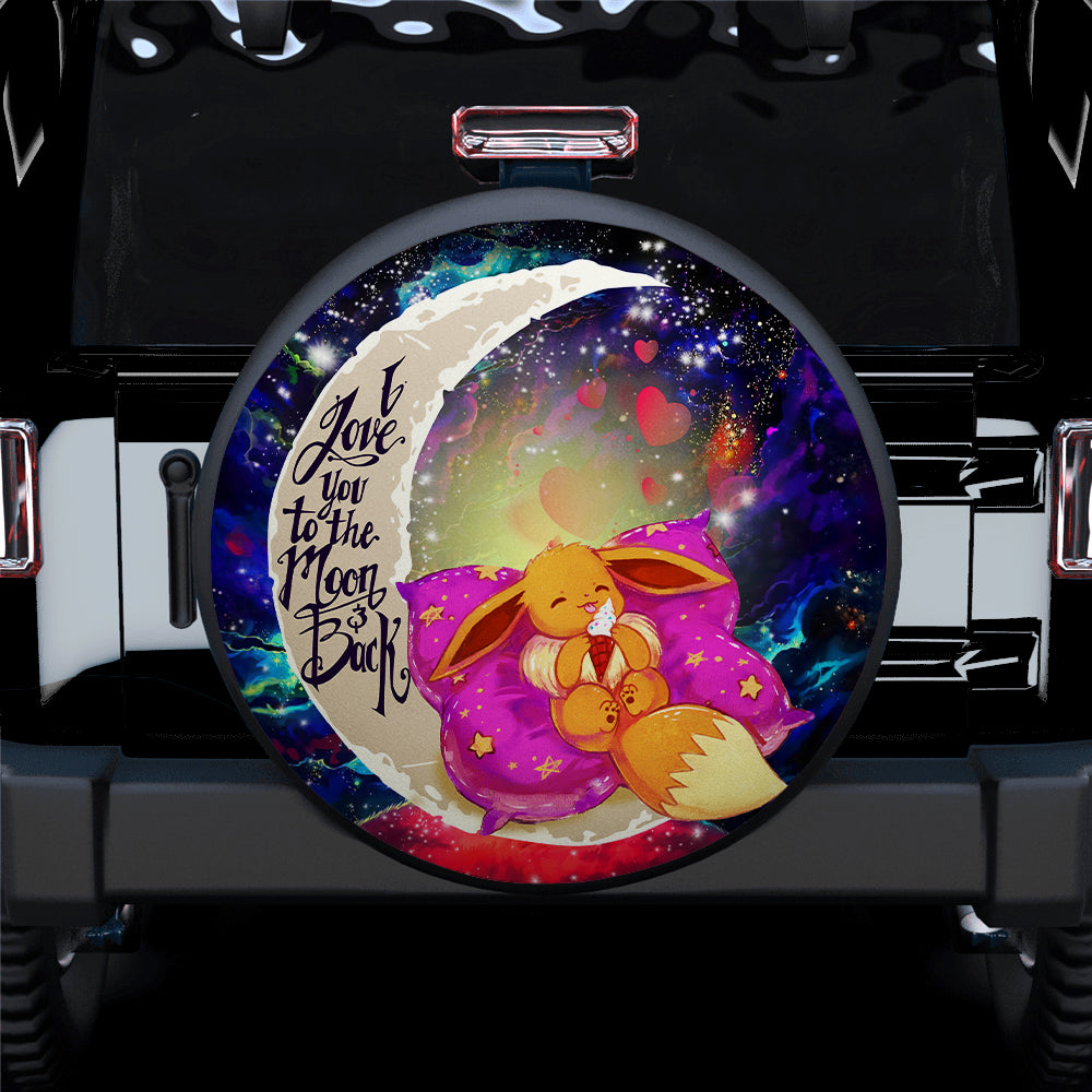 Cute Eevee Pokemon Sleep Night Love You To The Moon Galaxy Car Spare Tire Covers Gift For Campers Nearkii