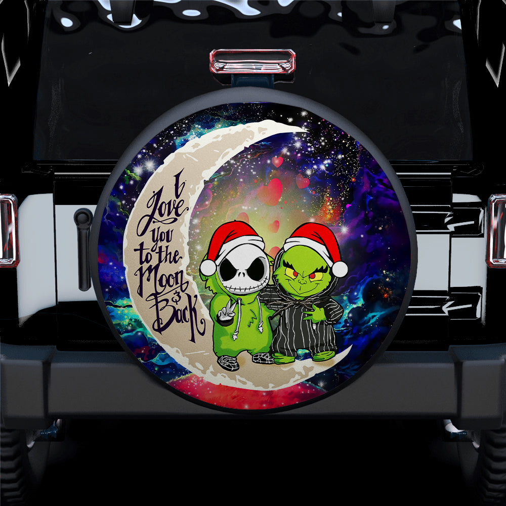 Grinch And Jack Nightmare Before Christmas Love You To The Moon Galaxy Car Spare Tire Covers Gift For Campers Nearkii