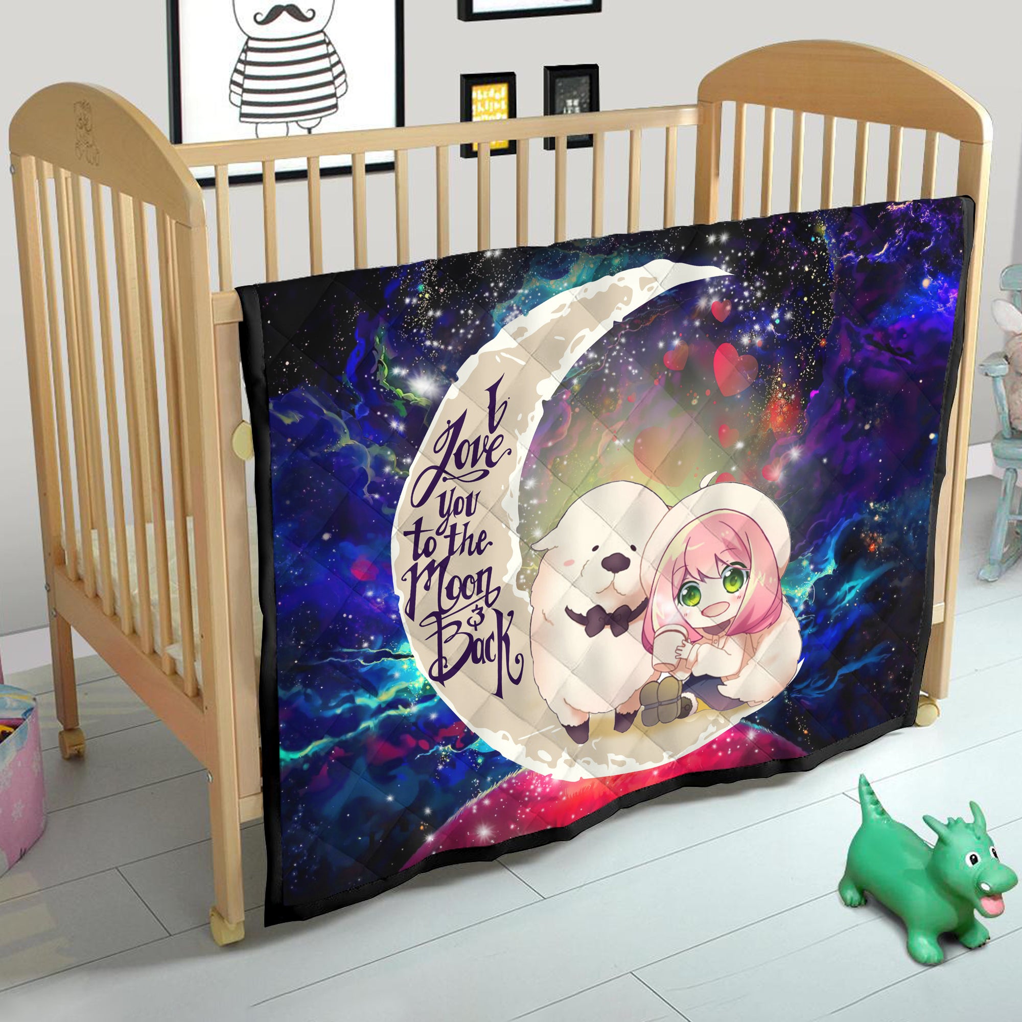 Anya Spy x Family Dog Love You To The Moon Galaxy Quilt Blanket Nearkii