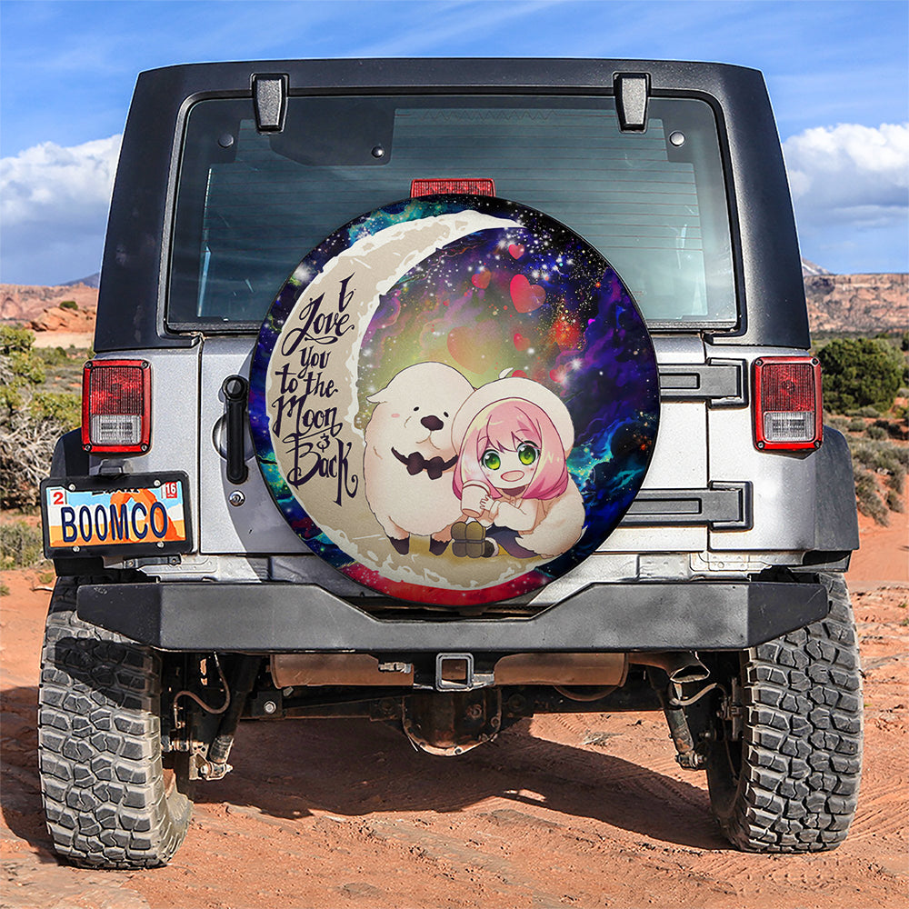 Anya Spy x Family Dog Love You To The Moon Galaxy Car Spare Tire Covers Gift For Campers Nearkii