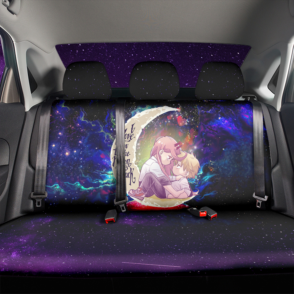 Chainsaw Man Denji x Power Love You To The Moon Galaxy Car Back Seat Covers Decor Protectors Nearkii