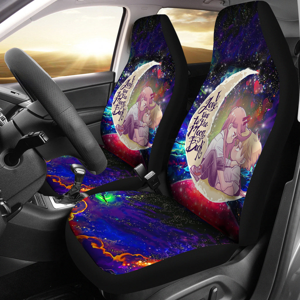 Chainsaw Man Denji X Power Love You To The Moon Galaxy Premium Custom Car Seat Covers Decor Protectors Nearkii