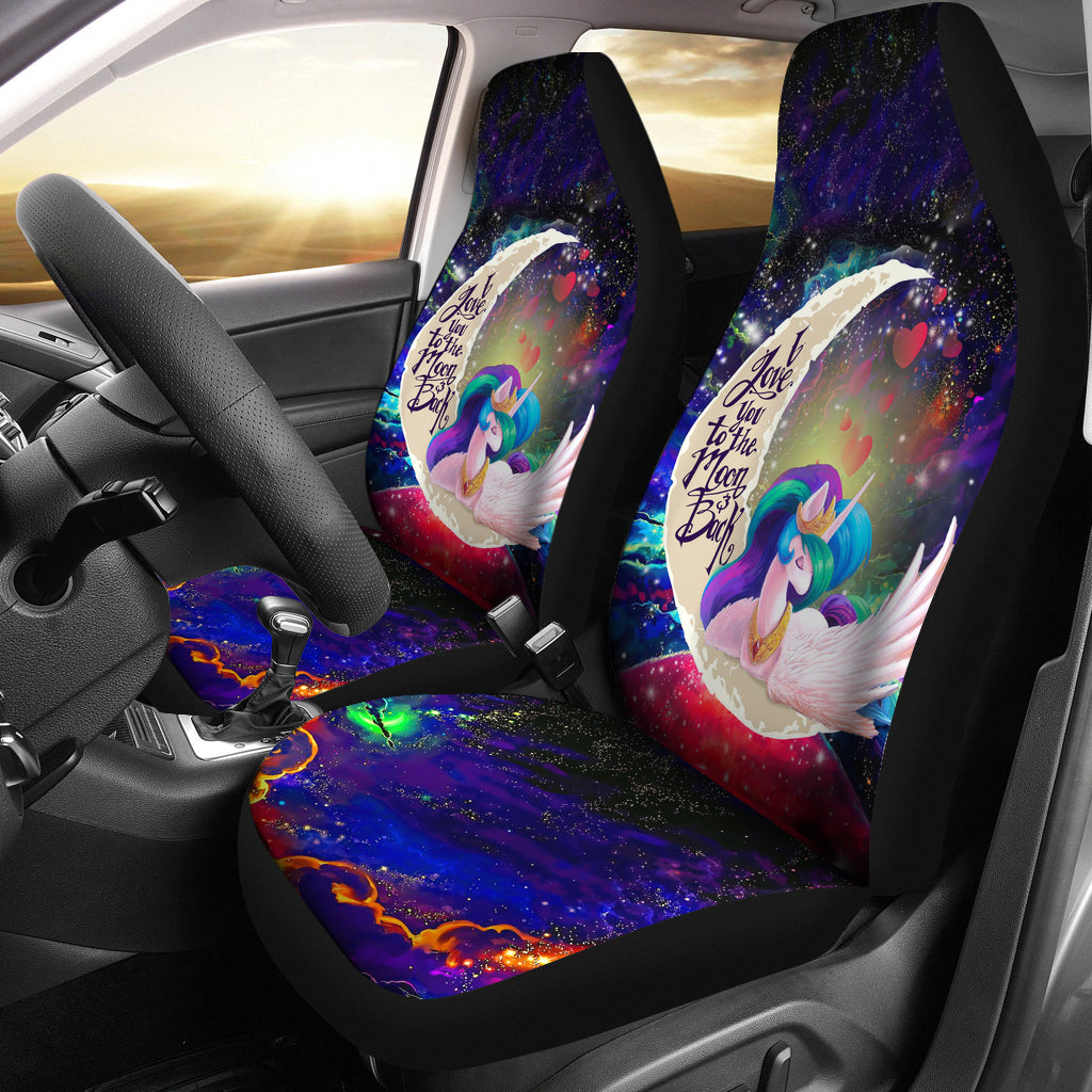 Beauty Unicorn Love You To The Moon Galaxy Premium Custom Car Seat Covers Decor Protectors Nearkii