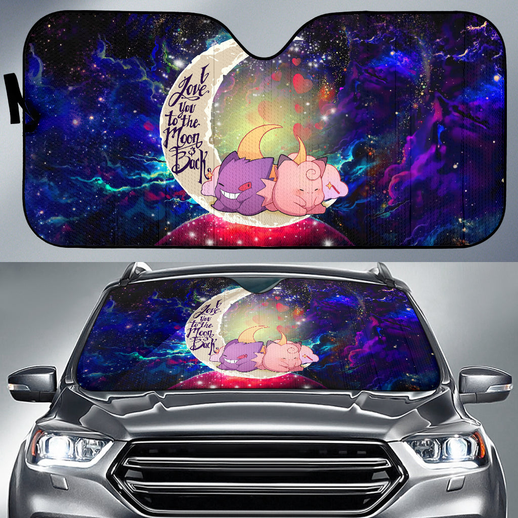 Gengar And Clefable Cute Pokemon Love You To The Moon Galaxy Car Auto Sunshades Nearkii