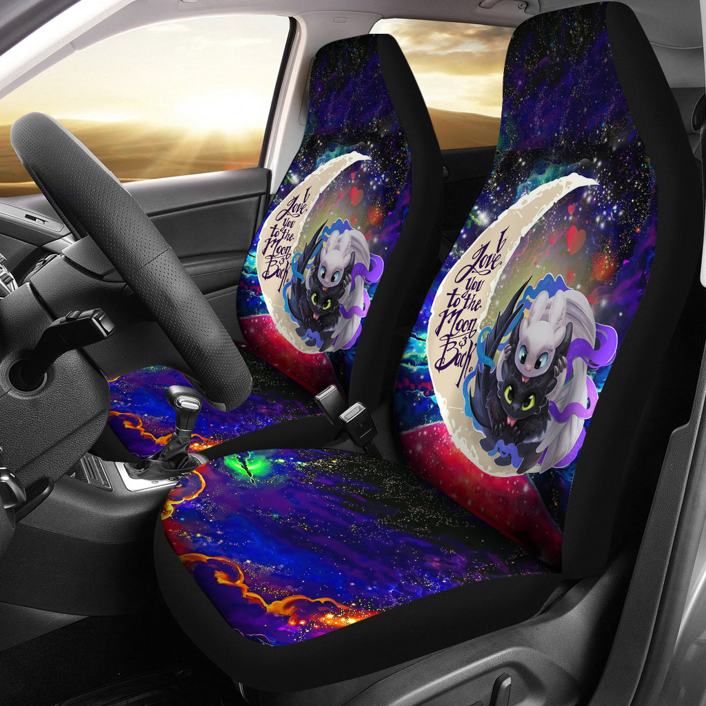 Toothless And Light Fury How To Train Your Dragon Love You To The Moon Galaxy Premium Custom Car Seat Covers Decor Protectors Nearkii