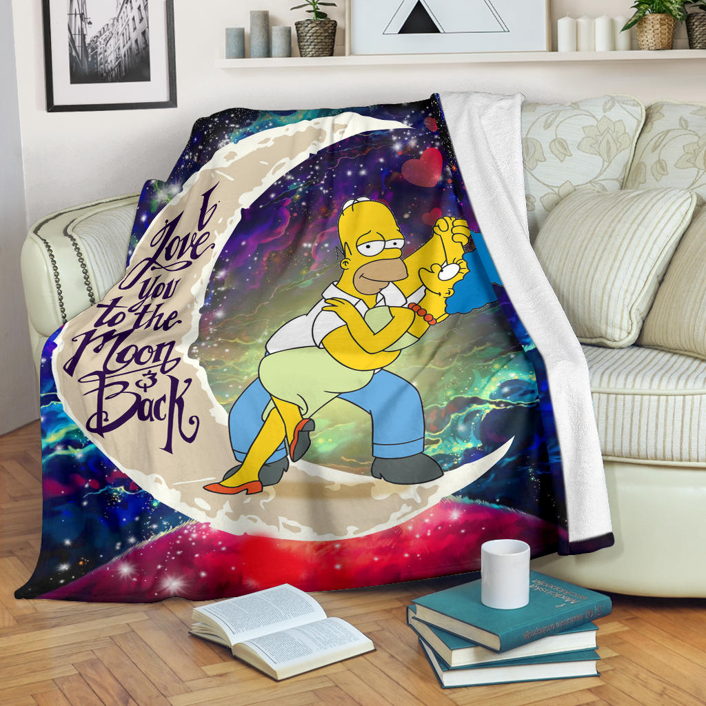 Simpsons Family Love You To The Moon Galaxy Blanket Nearkii