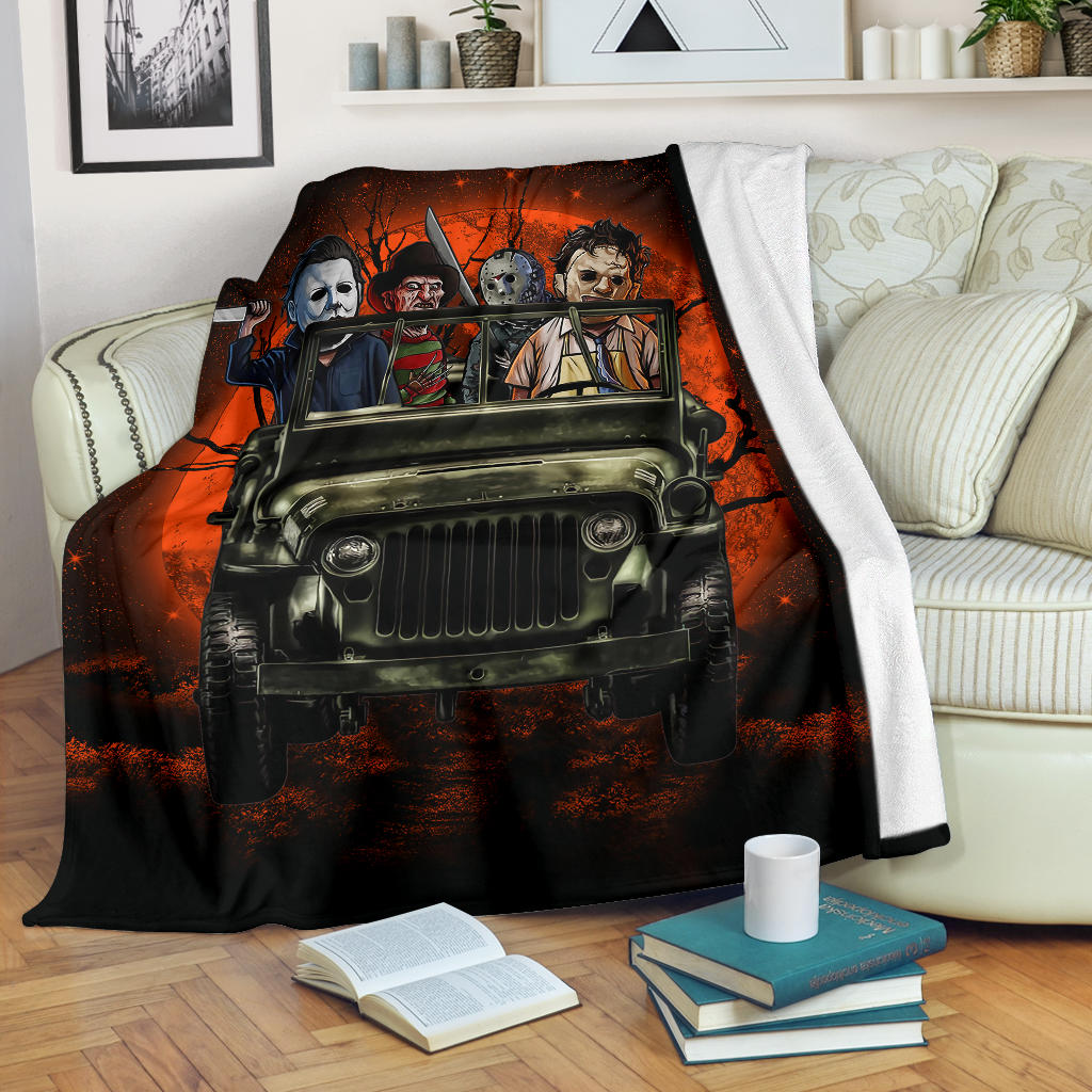 Halloween Horro Movie Ride Jeep Funny Premium Blanket Nearkii