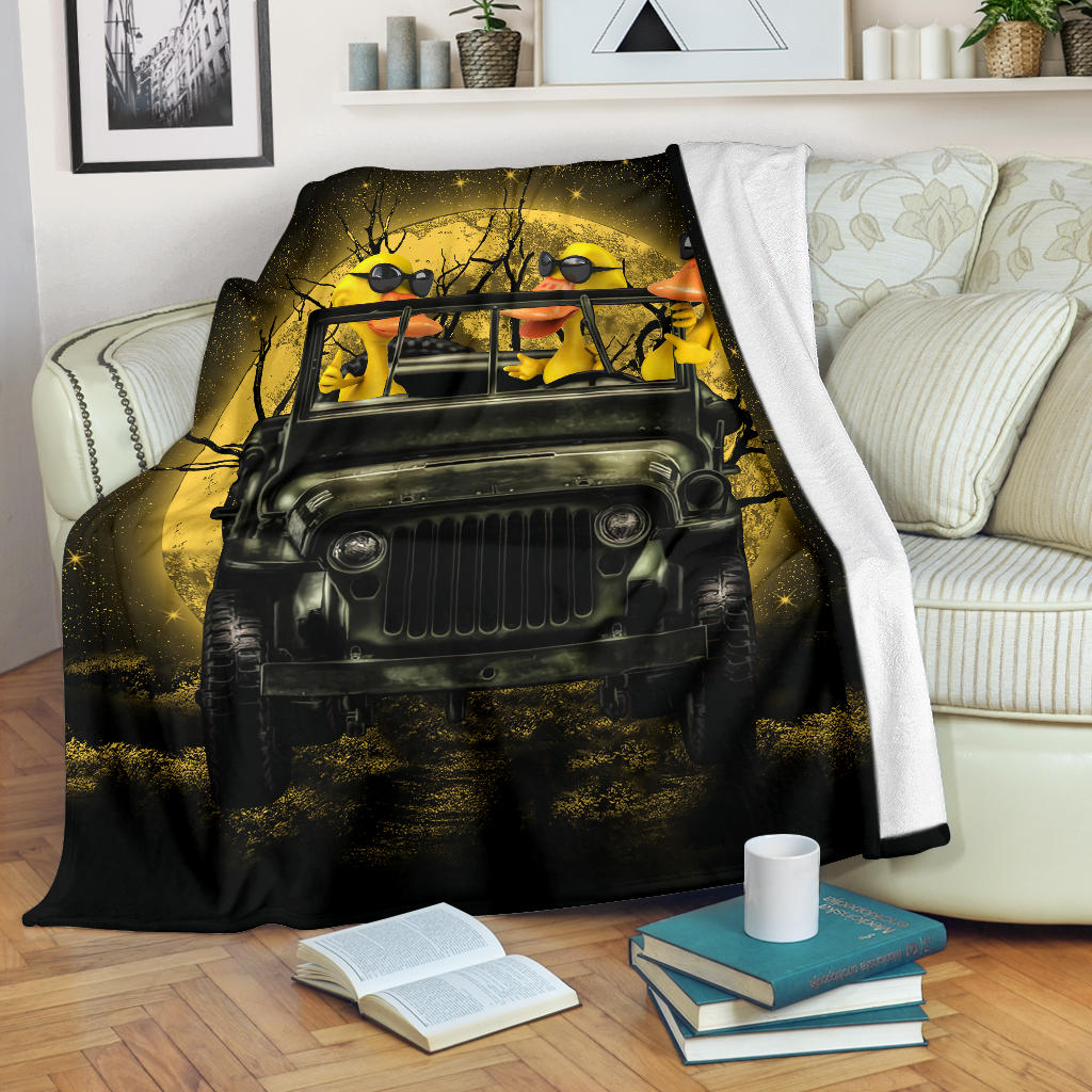 Funny Ducks Drive Jeep Moonlight Halloween Premium Blanket Nearkii