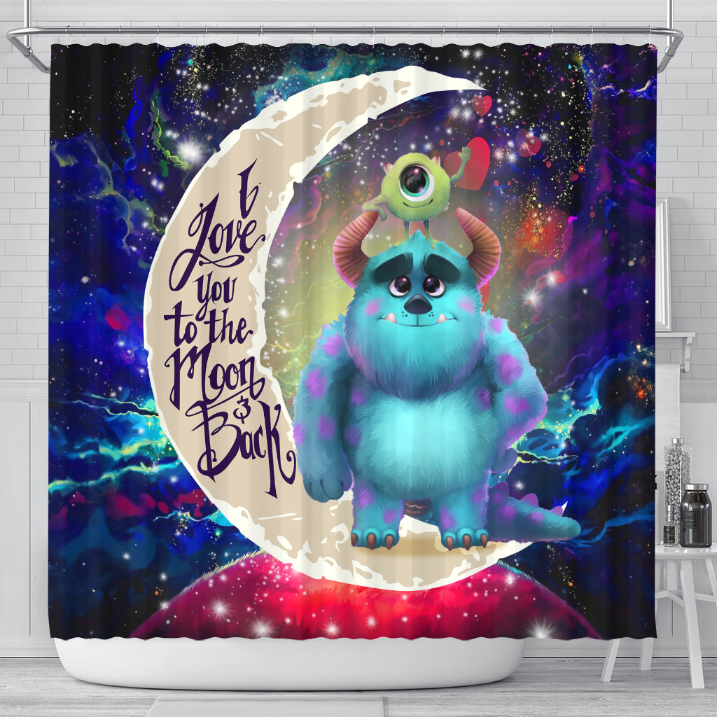 Monster Inc Sully And Mike Love You To The Moon Galaxy Shower Curtain Nearkii