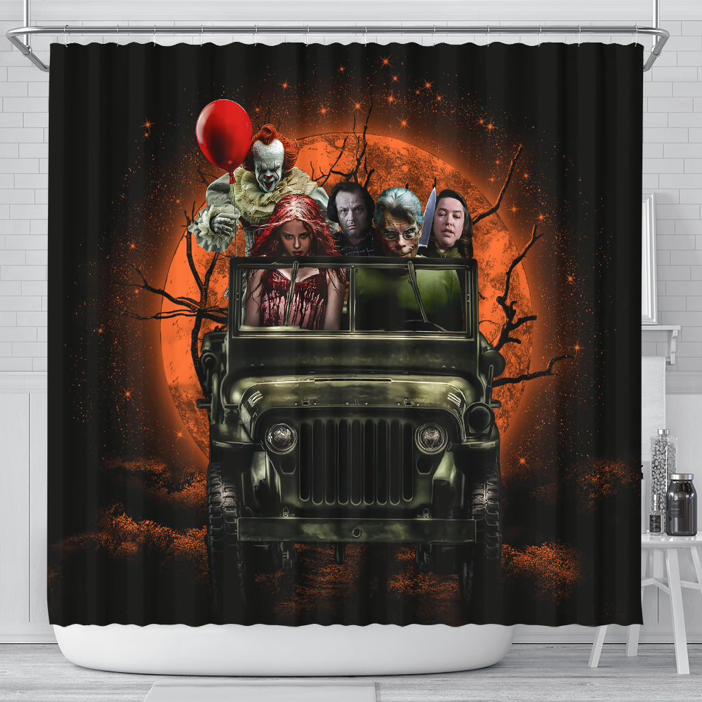 Pennywise And Friends Halloween Moonlight Shower Curtain Nearkii