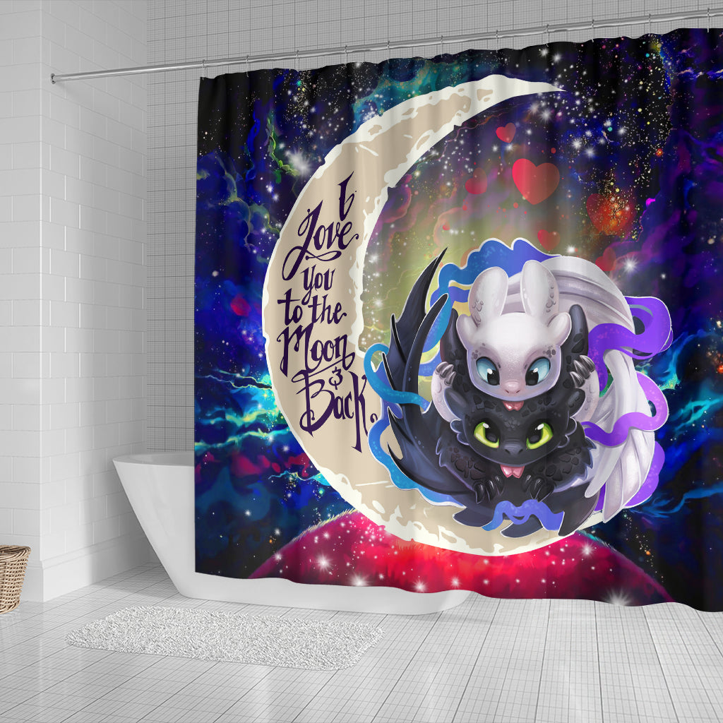 Toothless And Light Fury How To Train Your Dragon Love You To The Moon Galaxy Shower Curtain Nearkii