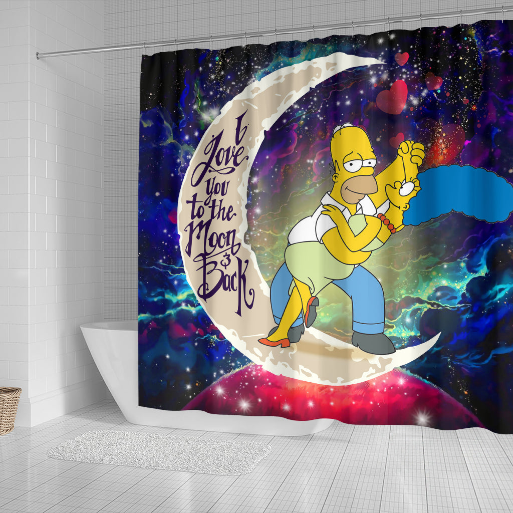 Simpsons Family Love You To The Moon Galaxy Shower Curtain Nearkii
