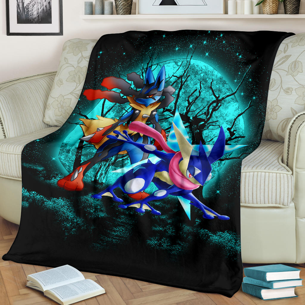 Greninja Satoshi And Mega Lucario Pokemon Moonlight Halloween Premium ...