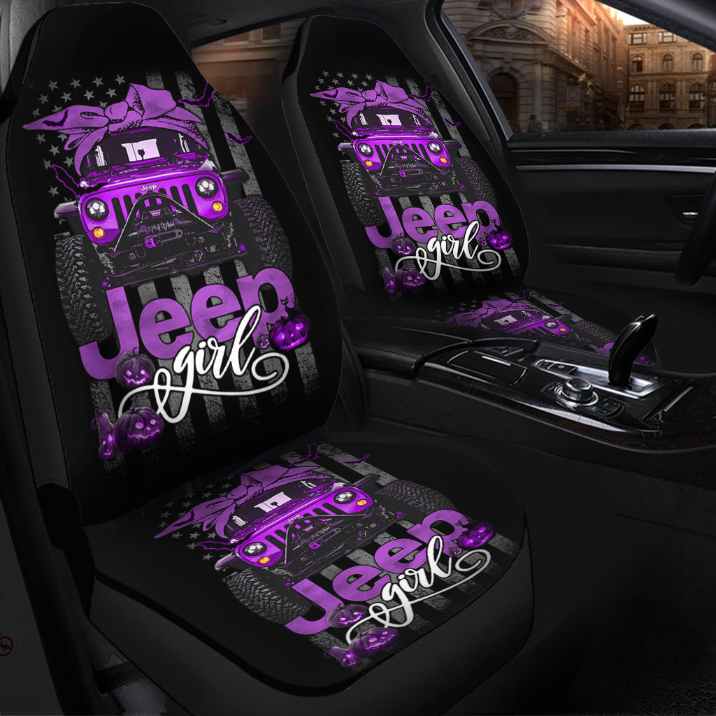 Halloween American Flag Purple Jeep Girl Premium Custom Car Seat Covers  Decor Protectors - Nearkii