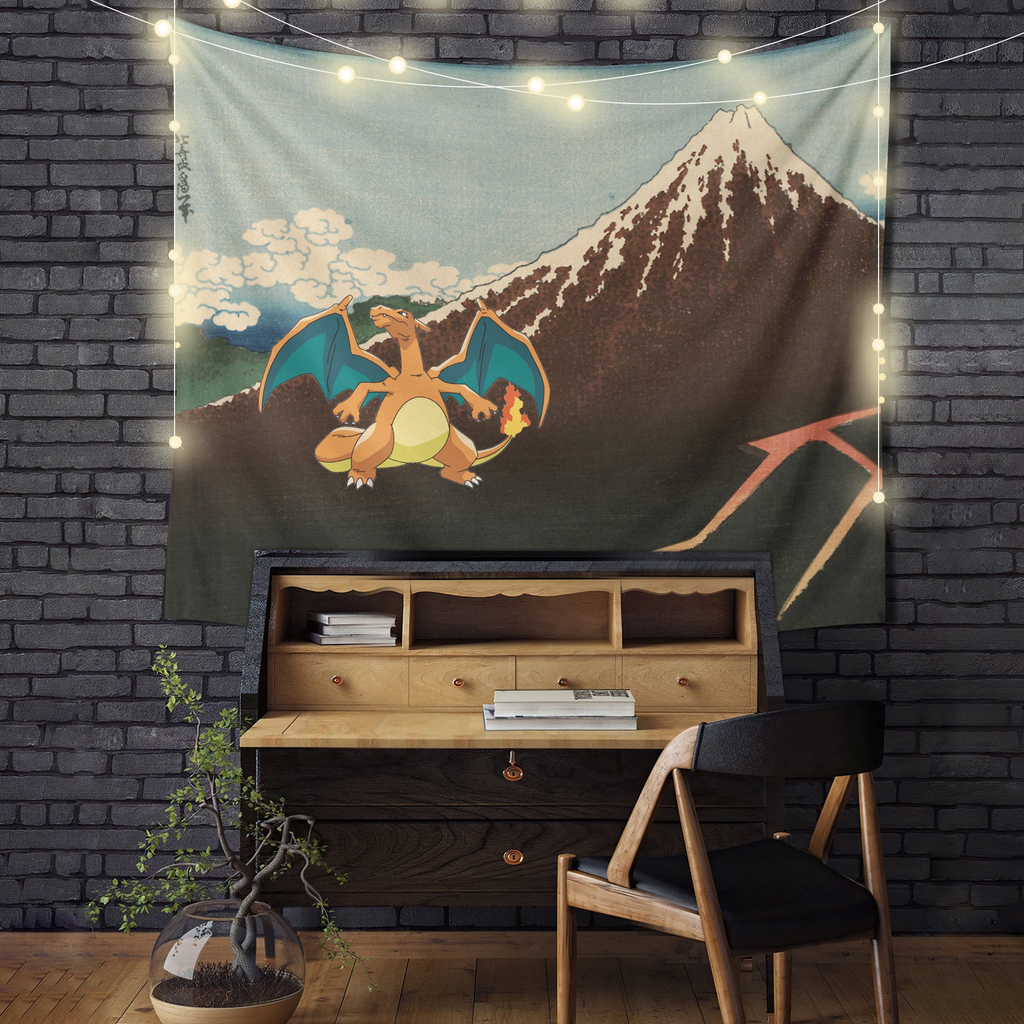 Fuji Mountain Charizard Pokemon Tapestry Room Decor Nearkii