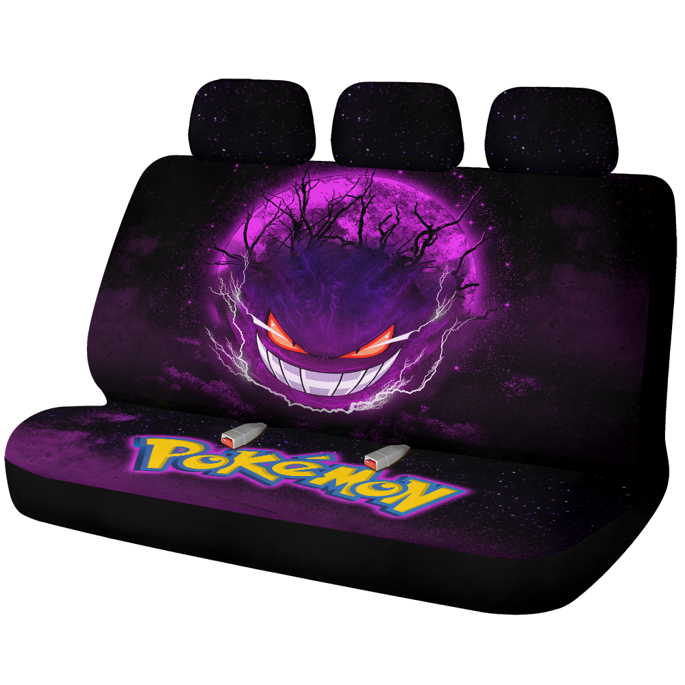 Gengar Pokemon Ghost Scary Moonlight Galaxy Premium Custom Car Back Seat Covers Decor Protectors Nearkii