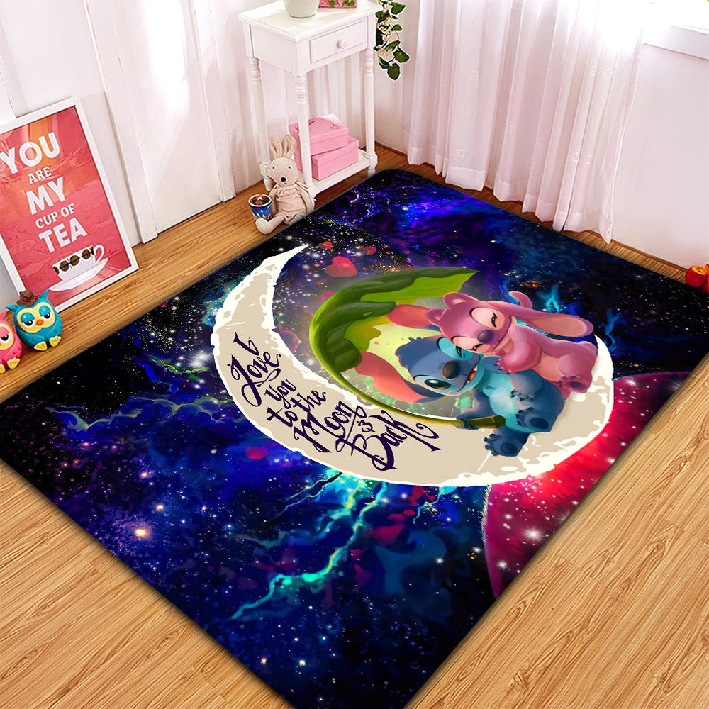 Stitch Angel Love You To The Moon Galaxy Rug Carpet Rug Home Room