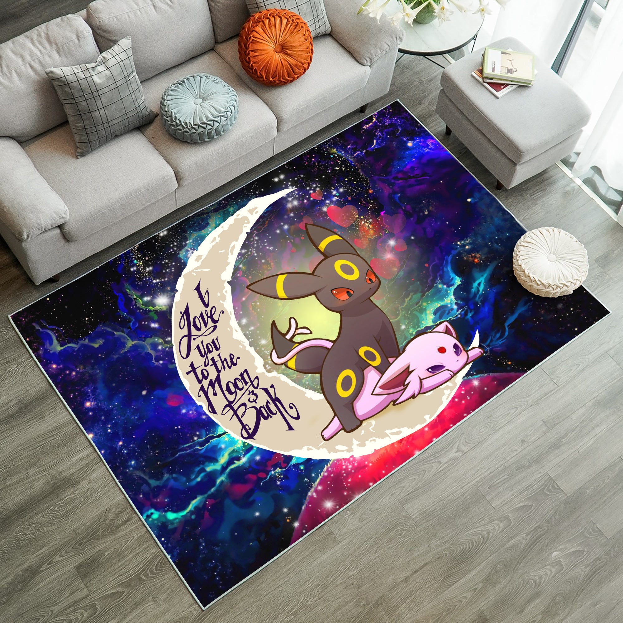 Umbreon Espeon Eevee Evolution Pokemon Love You To The Moon Galaxy Rug ...