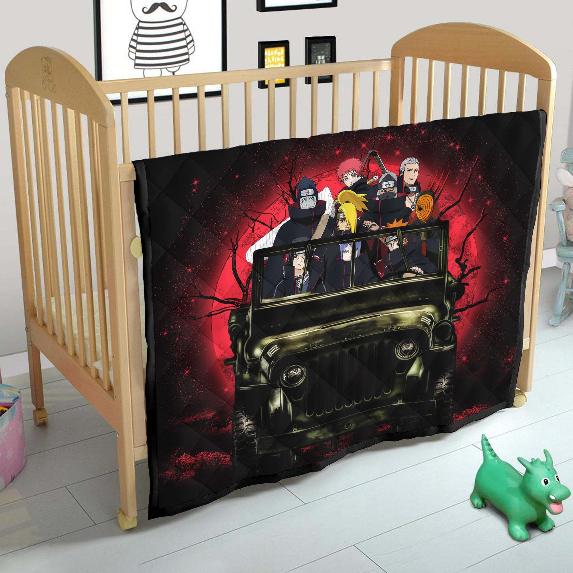 Akatsuki Team Ride Jeep Funny Naruto Anime Moonlight Halloween Quilt Blanket Nearkii