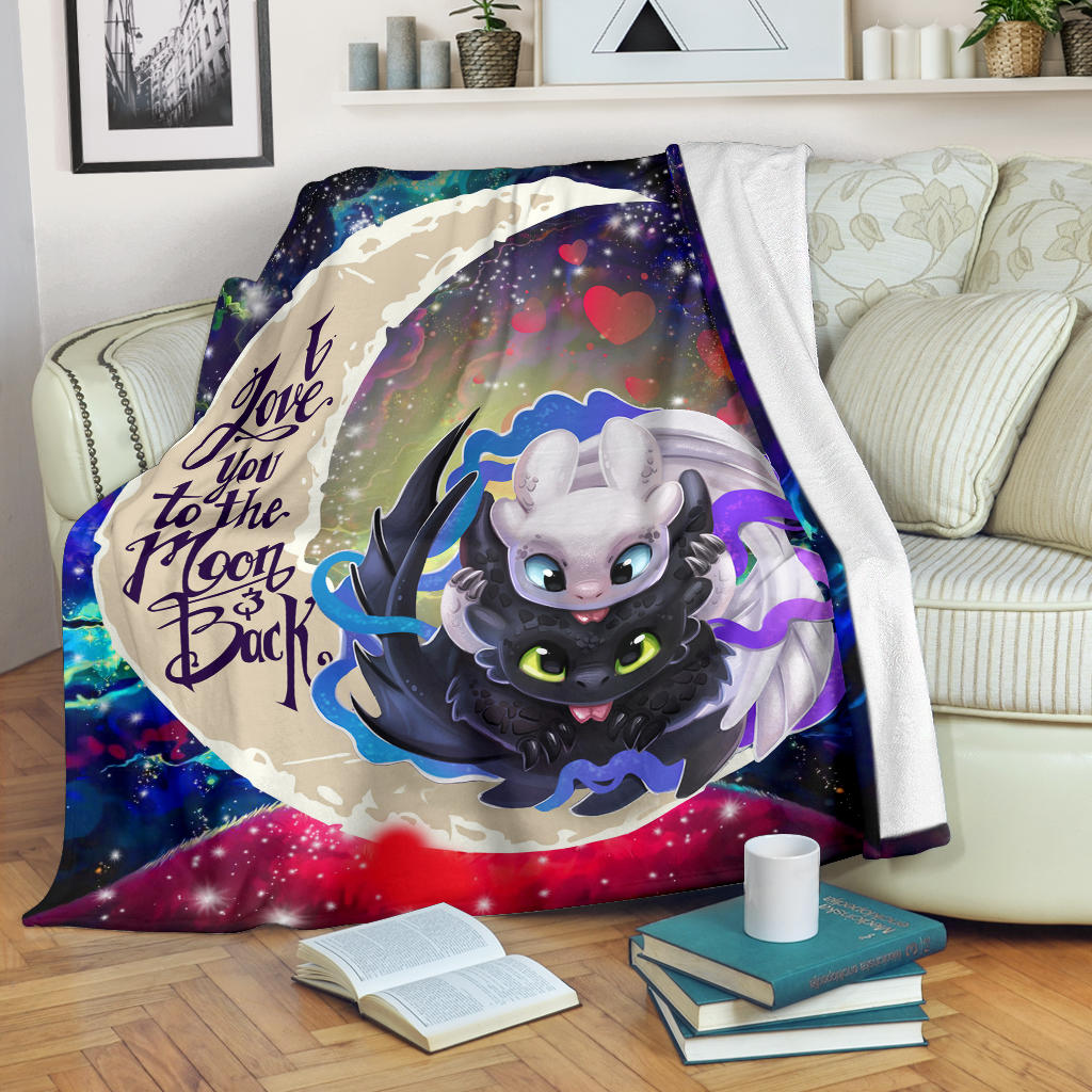 Toothless And Light Fury How To Train Your Dragon Love You To The Moon Galaxy Blanket Nearkii