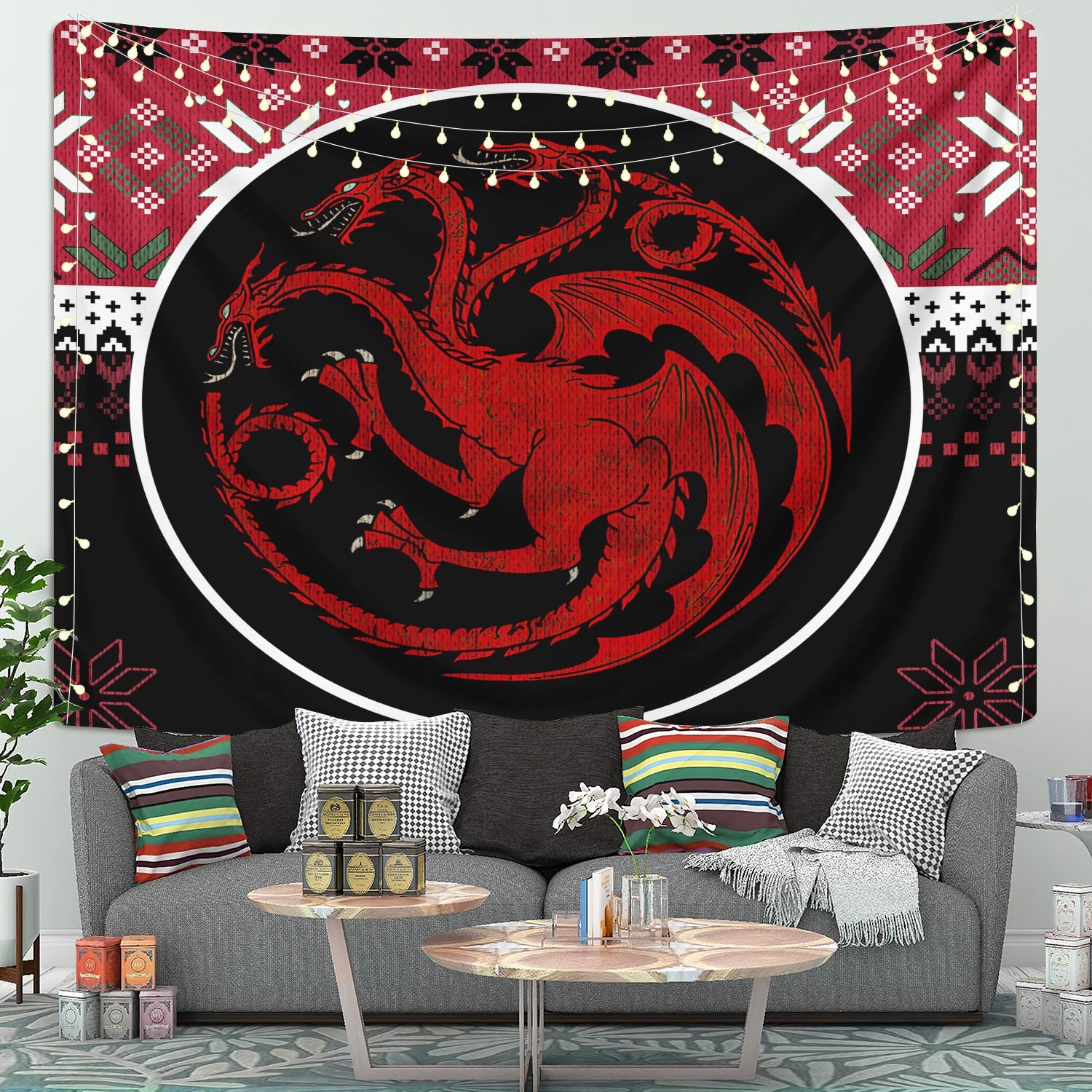 Game Of Thrones Stark Targaryen Christmas Tapestry Room Decor Nearkii
