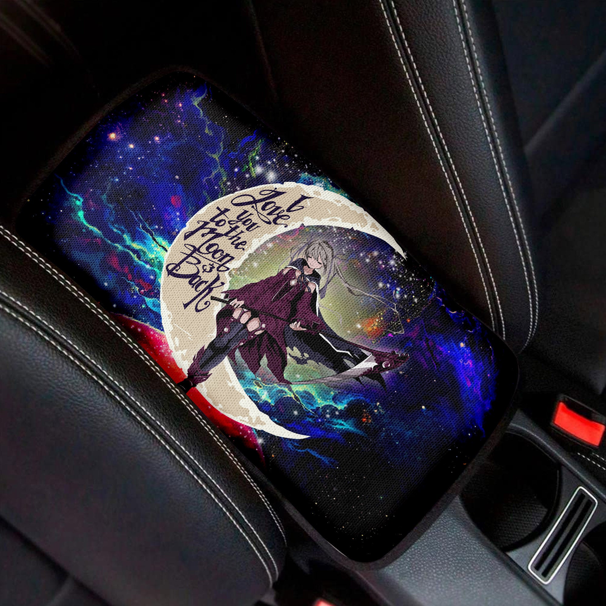 Anime Girl Soul Eate Love To Moon Back Galaxy Premium Custom Armrest Center Console Cover Car Accessories Nearkii