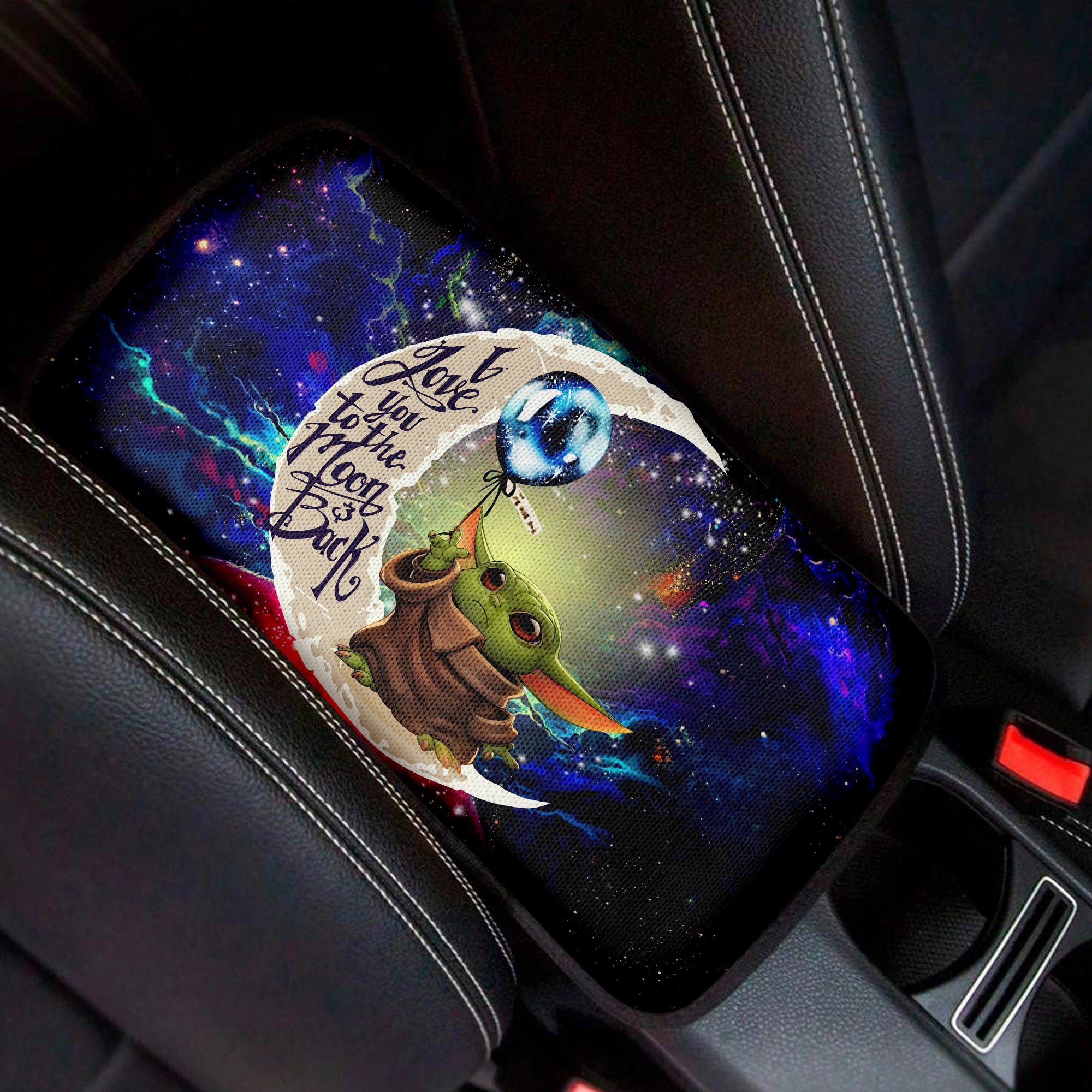 Baby Yoda Love To Moon Back Galaxy Premium Custom Armrest Center Console Cover Car Accessories Nearkii