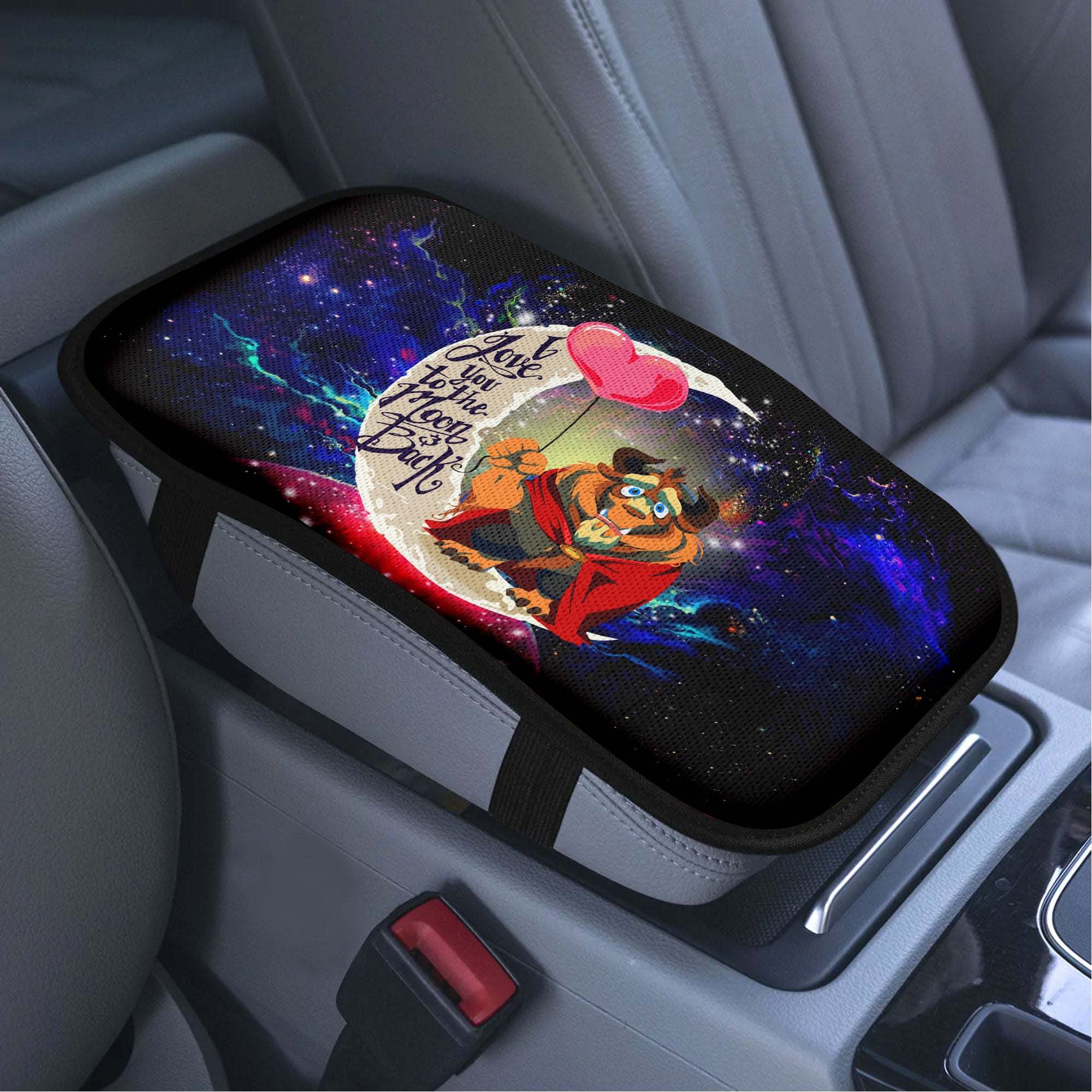 Beauty And The Beast Love To Moon Back Galaxy Premium Custom Armrest Center Console Cover Car Accessories Nearkii