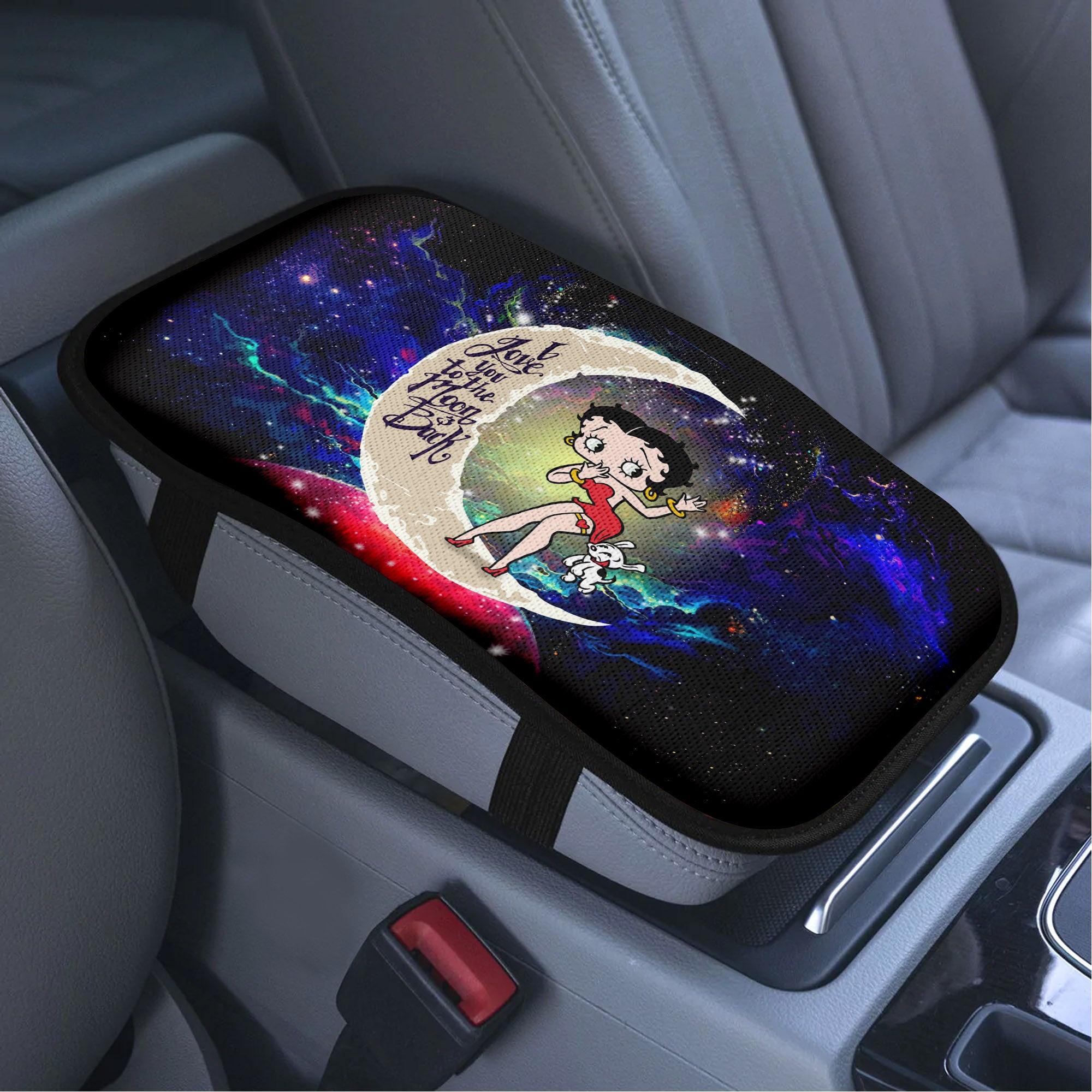 Betty Boop Love To Moon Back Galaxy Premium Custom Armrest Center Console Cover Car Accessories Nearkii