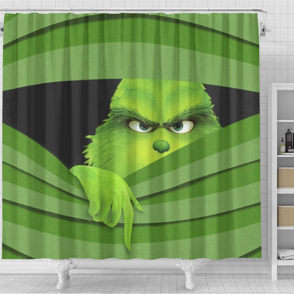 Grinch Funny Hide Christmas Shower Curtain - Nearkii