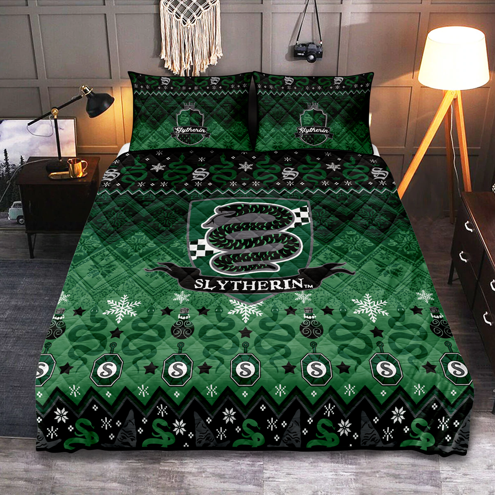 Slytherin Harry Potter Christmas Quilt Bed Sets Nearkii