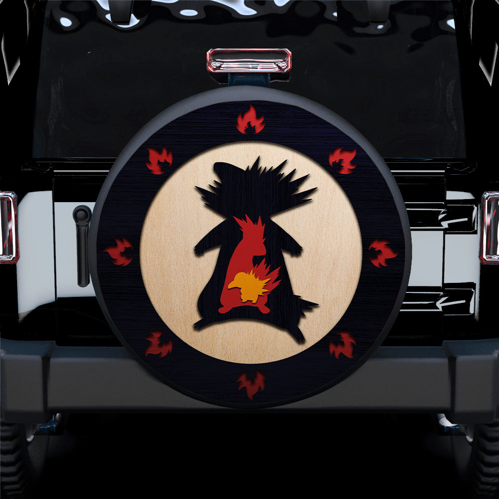 Typhlosion Pokemon Evolution Fire Jeep Car Spare Tire Covers Gift For