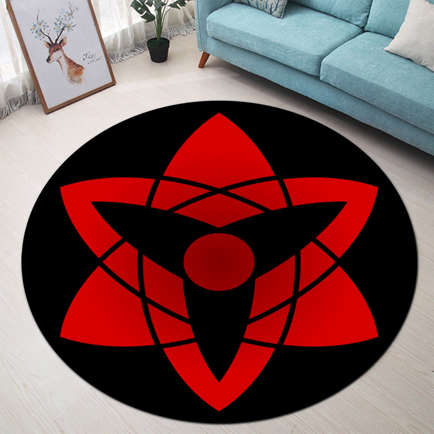 Uchia Rug Sasuke Uchiha Eternal Mangekyou Sharingan Round Carpet Rug Bedroom ...