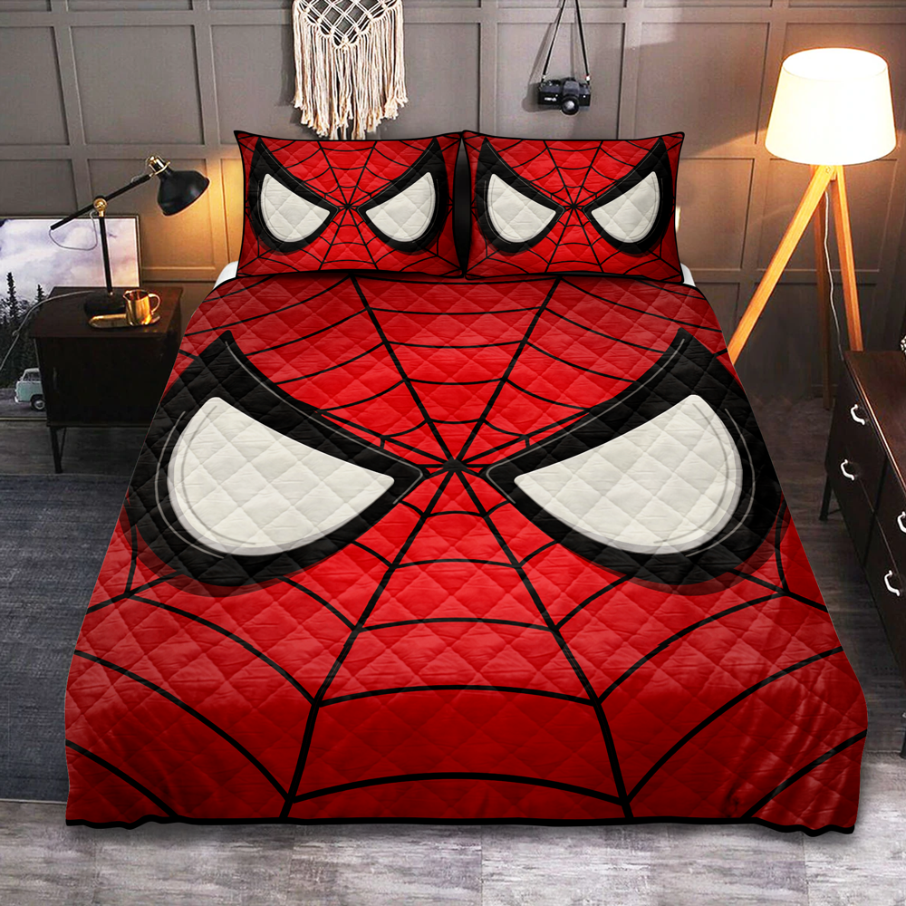 Spider Man Eye Red Quilt Bed Sets - Nearkii